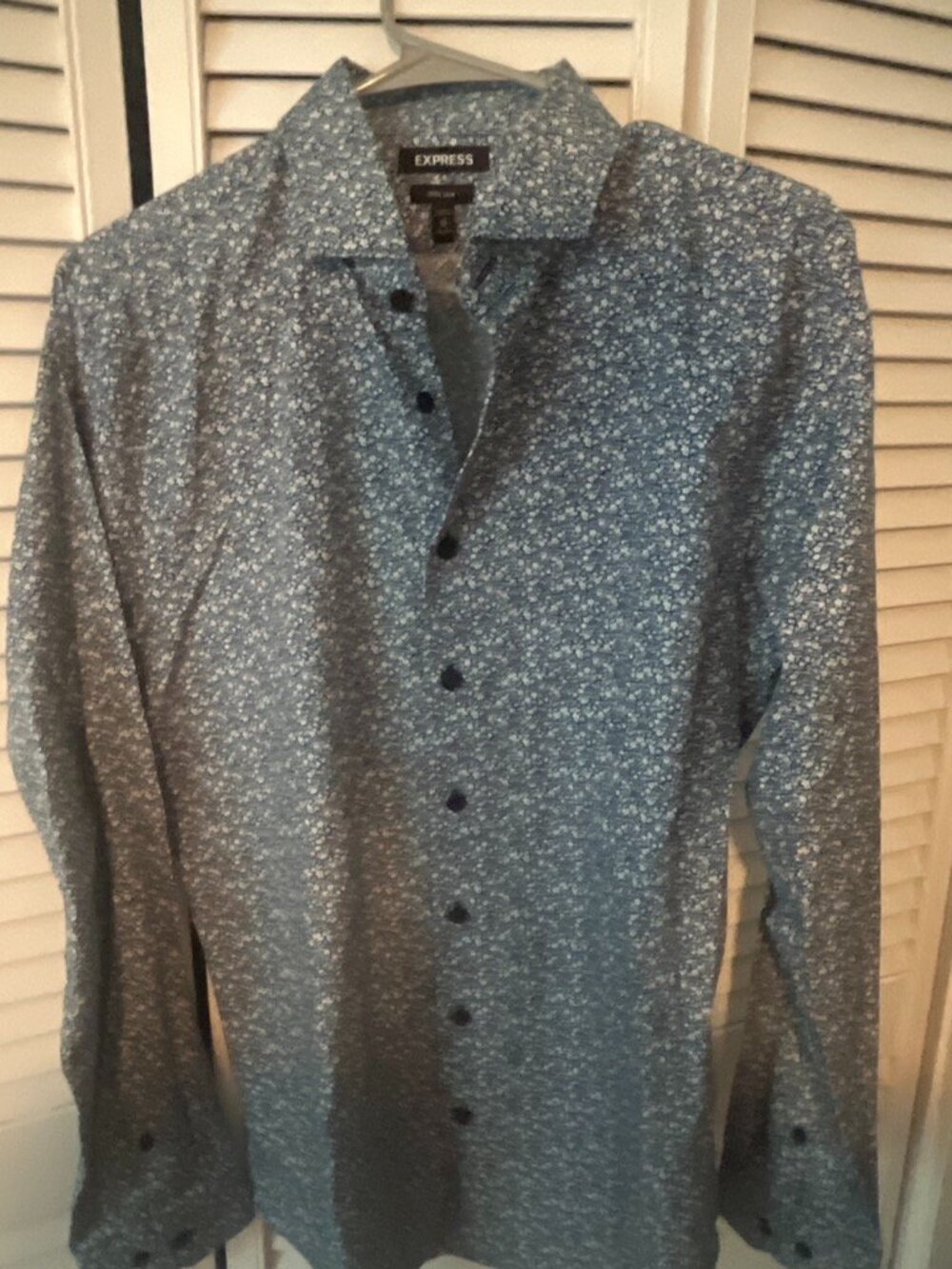 Express Men's Blue and Grey Shirt
